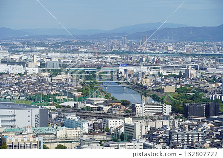 Suita City, Osaka - Cityscape seen from a high-rise building, Ai River, Kinki Expressway, Tokaido Shinkansen (northeast from Merode Suita, autumn) 132807722