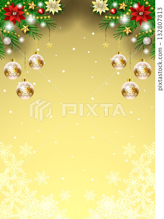 聖誕背景，雪花，金色，裝飾品，可愛，插圖，直版 132807813
