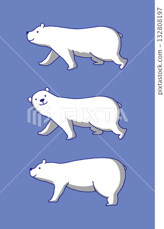 行走的北極熊插畫集（可愛、動物、北極） 132808197