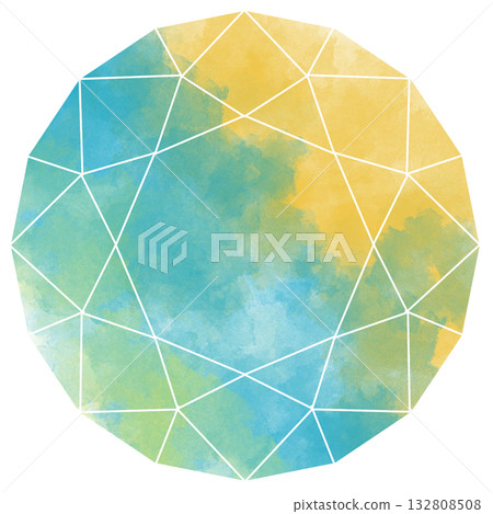 深藍色和黃色鋯石切割水彩材料 132808508