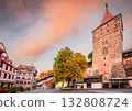 Nuremberg, Germany. Tiergartnertor Square in oldtown Kaiserburg. 132808724