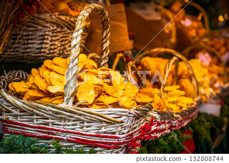 Krakow, Poland. Ryenek Christmas Market stall with traditional sweets Krakow, Poland. Ryenek Christmas Market stall with traditional sweets 132808744