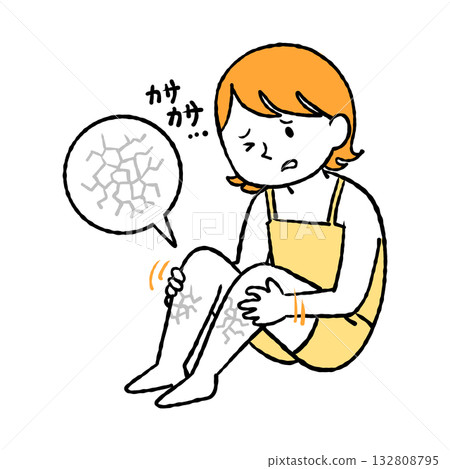 一位腳部乾燥、脫皮的女士 132808795