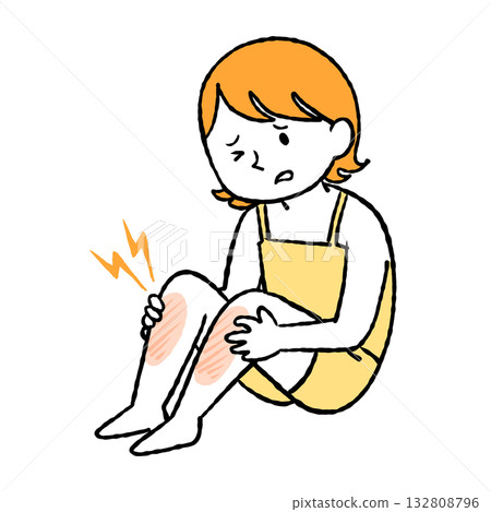 A woman whose legs are tingling due to inflammation A woman whose legs are tingling due to inflammation 132808796