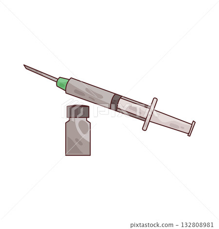 illustration of vaccine syringe and vial 132808981