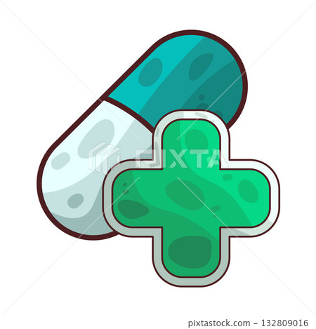 illustration of Capsule with Plus Sign 132809016