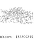 group of people celebrating an event together illustration vector hand drawn with black lines 132809245