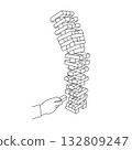 falling wood block tower stack game illustration vector hand drawn with black lines 132809247