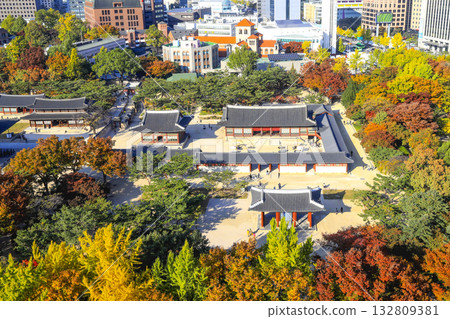 A palaces with beautiful autumn foliage 132809381