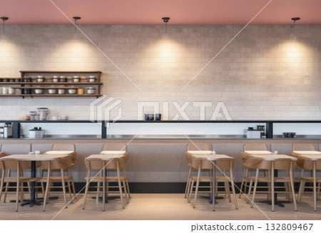 在一個時尚的咖啡館裡 132809467