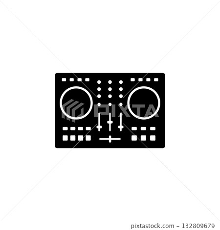dj mixer icon silhouette simple music turntable console with sound controls for party club disco and entertainment isolated illustration 132809679