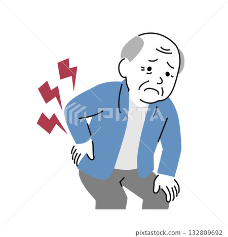 A man suffering from lower back pain with a simple touch 132809692