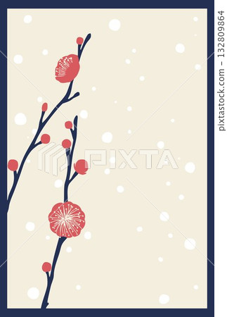 復古風格的梅花向量插圖 132809864