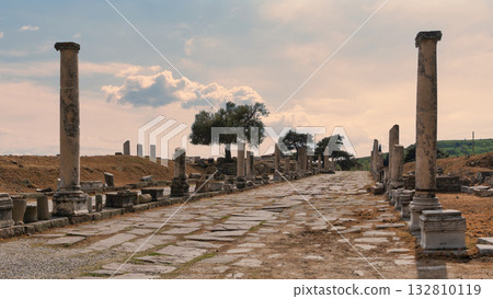 Sacred Way ruins at Asklepion, Pergamon, Bergama, Turkey. Sacred Way ruins at Asklepion, Pergamon, Bergama, Turkey. 132810119