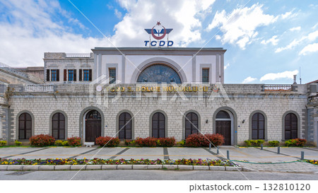 Historic TCDD 3rd Regional Directorate building with its grand facade in Izmir, Turkey. Historic TCDD 3rd Regional Directorate building with its grand facade in Izmir, Turkey. 132810120