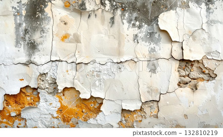 <AI圖像> 一面破損的混凝土牆，已經開始坍塌 132810219