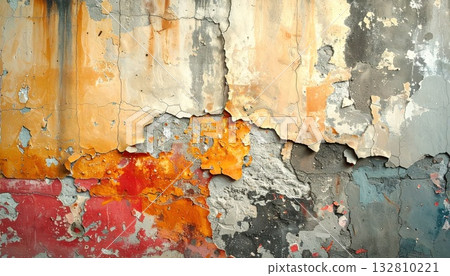 <AI圖像> 一面破損的混凝土牆，已經開始坍塌 132810221