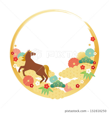 馬年 - 新年賀卡素材邊框 3 向量圖 馬年 - 新年賀卡素材邊框 3 向量圖 132810250