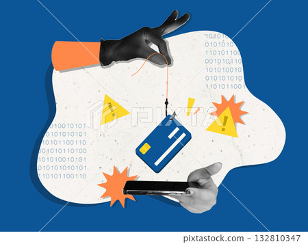 Cybersecurity awareness with warning symbols and digital elements. Vector illustration Cybersecurity awareness with warning symbols and digital elements. Vector illustration 132810347