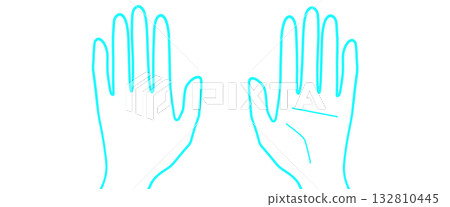 Simple hand icon, palm and back of hand, refreshing blue-green, front and back set Simple hand icon, palm and back of hand, refreshing blue-green, front and back set 132810445