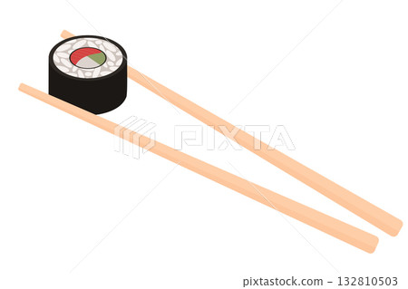 sushi roll and chopsticks 132810503