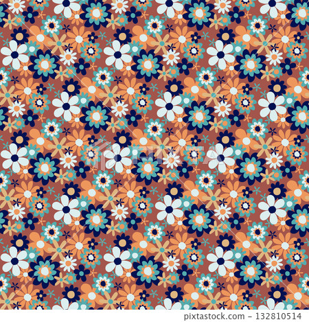 colorful floral seamless pattern with summer flowers 132810514