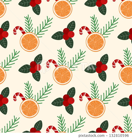 Cozy, atmospheric winter holiday seamless pattern 132810596