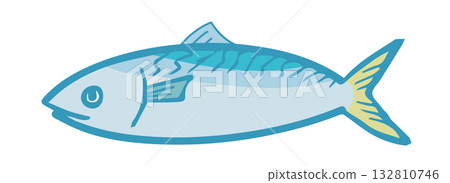 手繪簡筆魚插圖 132810746