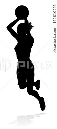 Silhouette Woman Female Sports Basketball Player Silhouette Woman Female Sports Basketball Player 132810903