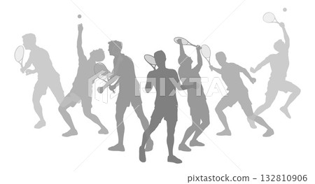 Silhouette Tennis Players Silhouettes Concept 132810906
