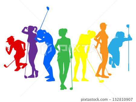 Golfers Golfing Silhouette Golf People Silhouettes 132810907