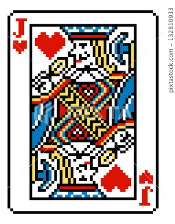 Pixel Art Jack of Hearts Playing Card Design 132810913