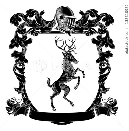 Heraldry Stag Deer Coat of Arms Heraldic Shield 132810922