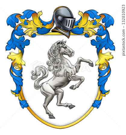 Coat of Arms Crest Horse Heraldry Medieval Shield Coat of Arms Crest Horse Heraldry Medieval Shield 132810923