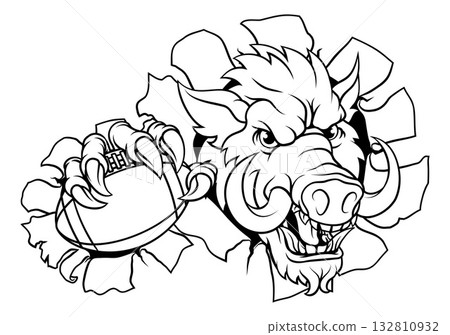 Boar Wild Hog Razorback Warthog Football Mascot Boar Wild Hog Razorback Warthog Football Mascot 132810932
