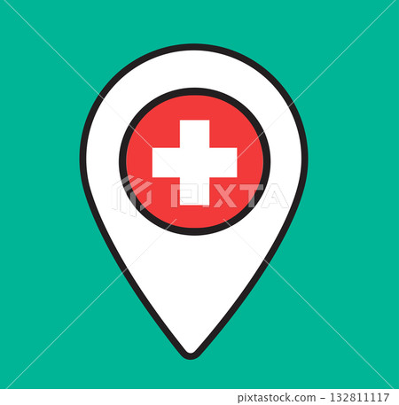Medical Location Pin Icon vector illustration 132811117