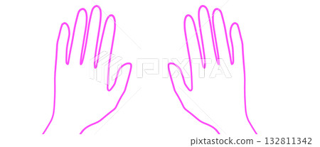 簡單的手形圖標,手背圖案,亮粉色 簡單的手形圖標,手背圖案,亮粉色 132811342