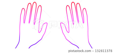 簡單的手部圖標,包含左手和右手的背面,可愛的顏色漸變。 簡單的手部圖標,包含左手和右手的背面,可愛的顏色漸變。 132811378