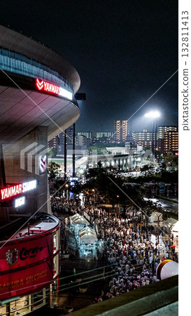 Yanmar Stadium Nagai at night, packed with people Yanmar Stadium Nagai at night, packed with people 132811413