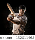Major leaguer hitting the ball 132811468