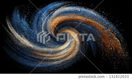 A vibrant cosmic swirl displays colors of blue,...-插圖素材 [132812033 ...