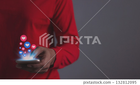 Like Social Media Concept, Man using smart phone mobile with, Social Media Like Social Media Concept, Man using smart phone mobile with, Social Media 132812095
