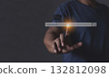Young man hand touching search bar, Search job 132812098