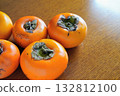 Aizu Mineshirasu persimmon on a wooden table. Space available. Aizu Mineshirasu persimmon on a wooden table. Space available. 132812100