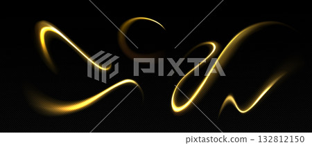 Golden glow light twirl with magic wave curves 132812150