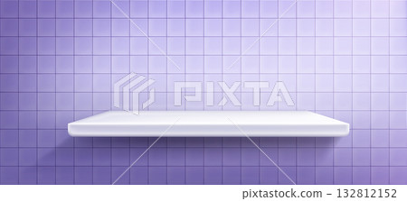 White shelf podium on purple tile wall background White shelf podium on purple tile wall background 132812152