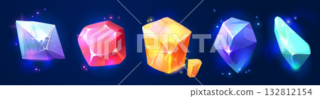 Color gem stones set isolated on background 132812154
