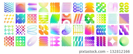 Brutalist y2k shape - gradient abstract elements Brutalist y2k shape - gradient abstract elements 132812166