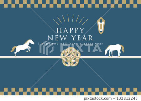 2026 匹馬年：時尚水引新年賀卡模板 132812243