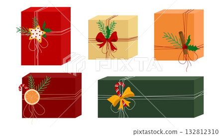 New Year and Christmas surprises in flat style 132812310